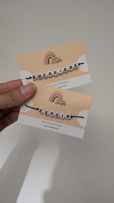 Bracelets mots "Guerrière" & "Espoir"