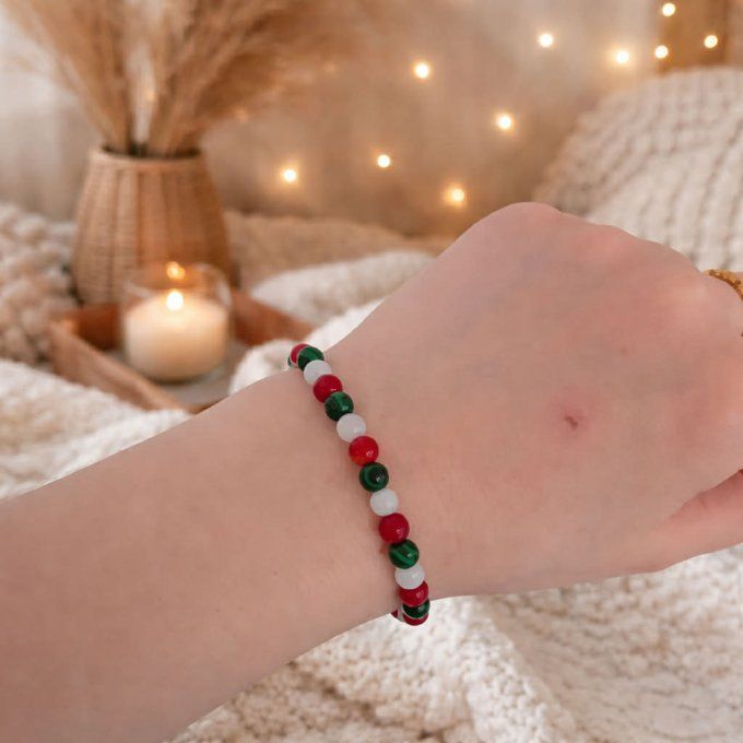 Bracelet Endométriose : Pierre de lune-Malachite -Cornaline